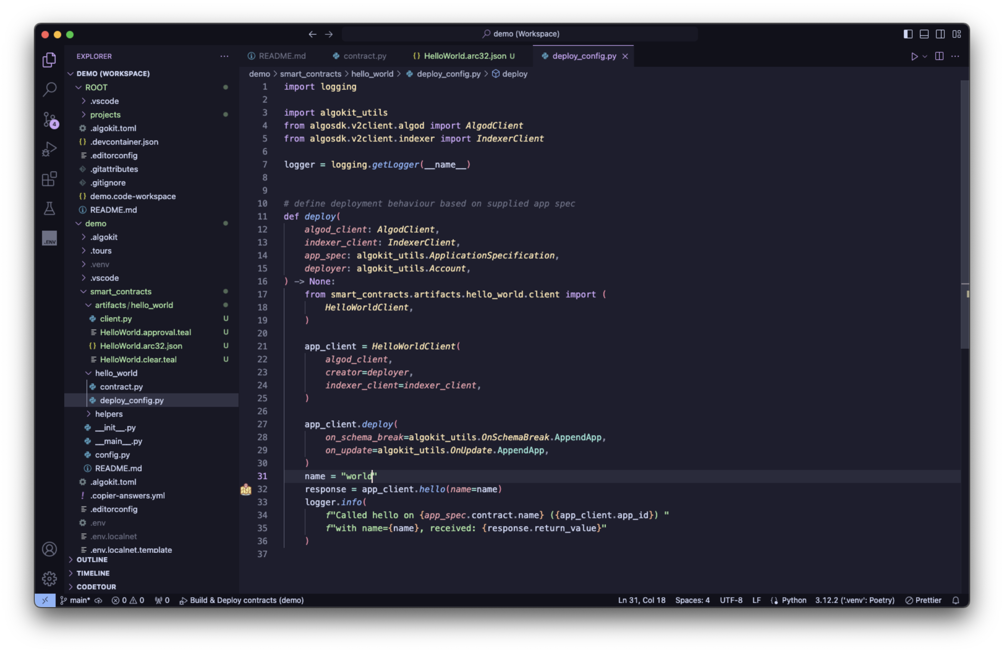 AlgoKit Starter config 